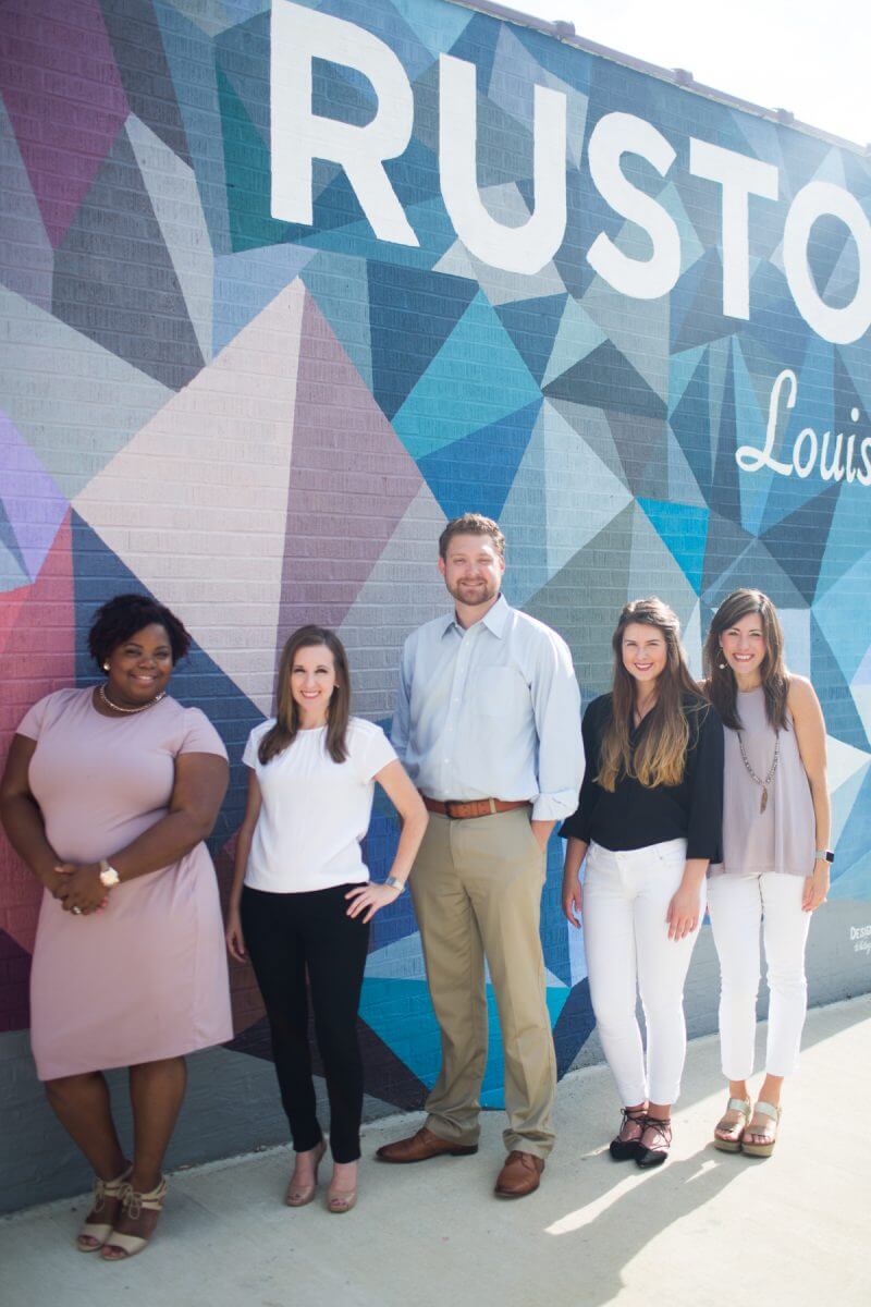 the CVB team standing in front of mural in downtown Ruston, Louisiana