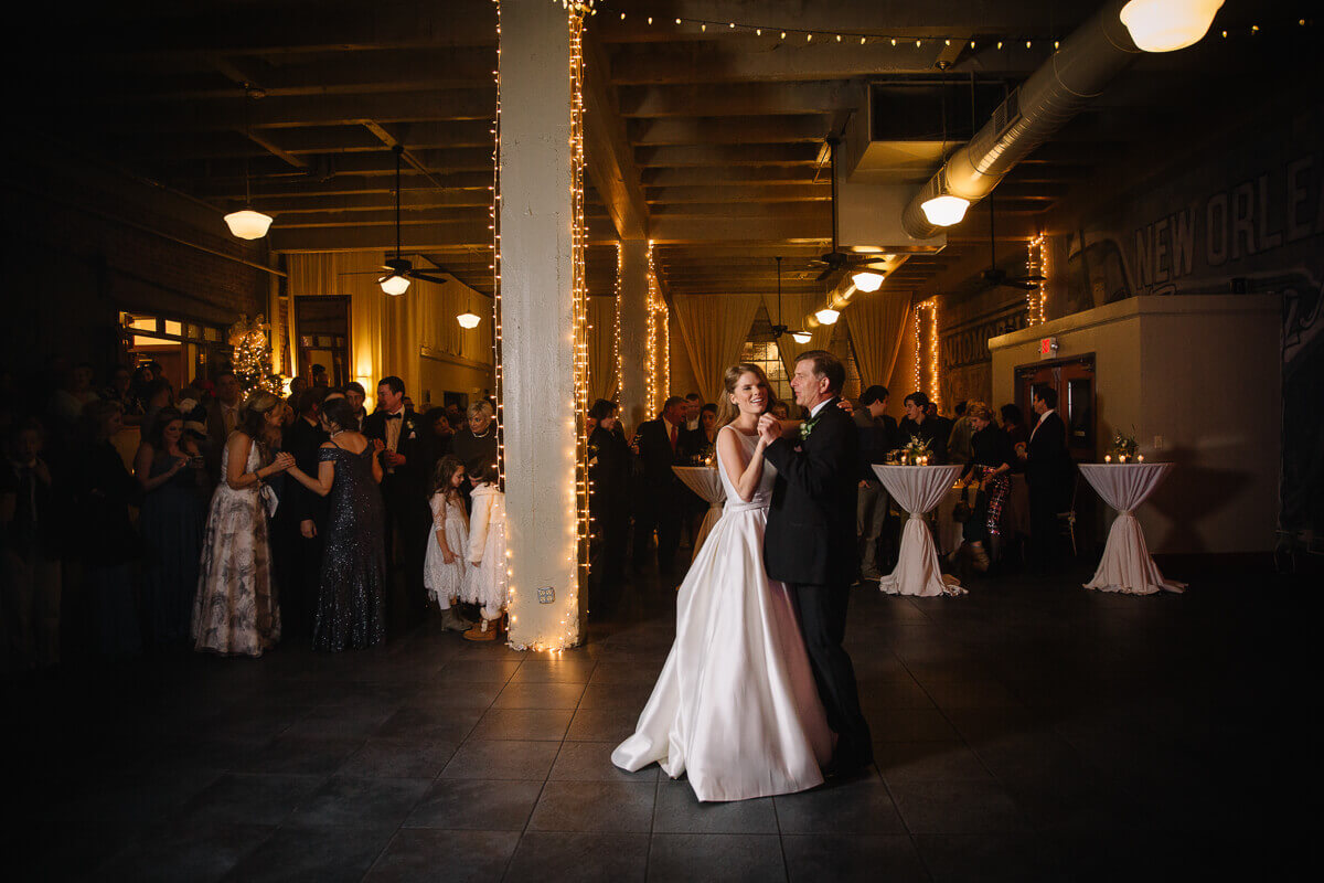 bride and father dancing at wedding reception at Silver Lake Ballroom